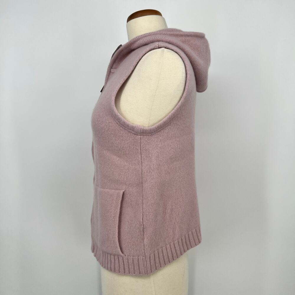 Weekend Max Mara Hooded Wool Sweater Vest Cardigan Pink Full Zip Large READ - Picture 4 of 16